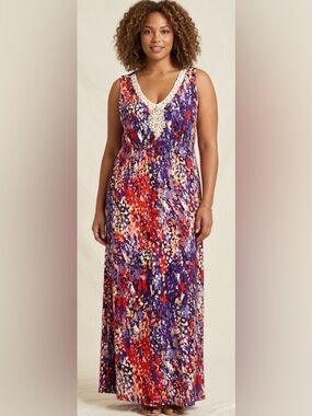 Elle maxi sleeveless maxi dress scoop neck, crochet around the neck size 1X
